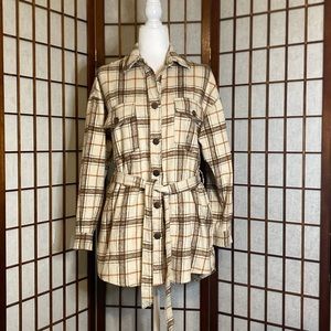 Oat New York Plaid Belted Jacket